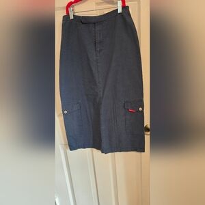 Casual Blue Skirt with Pockets